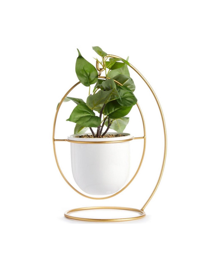 Products Vaso planta artificial pendurado branco e dourado- Primark 