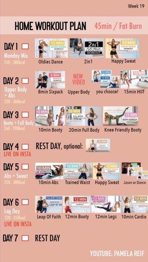 45 min fat burn workout plan (19 week)