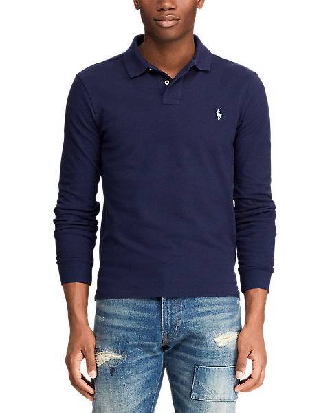 Moda Slim Fit Mesh Long-Sleeve Polo

