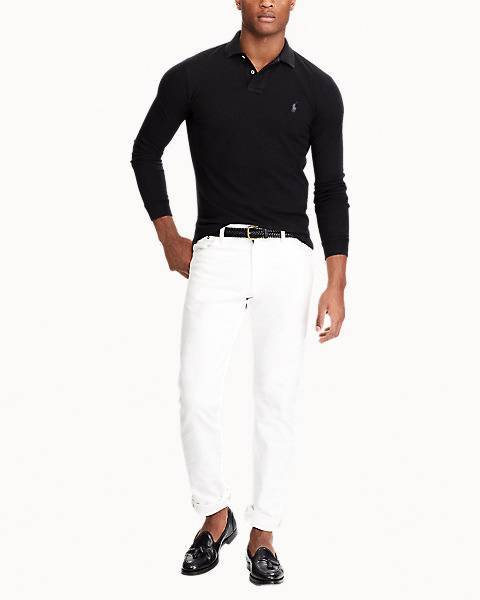 Moda Slim Fit Mesh Long-Sleeve Polo

