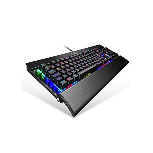 Kingtop teclado de juego mecánico teclado Qwertz RGB LED Windows Mac Linux