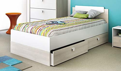 Social Miroytengo Cama Juvenil para somier de 90x190 cm con 2 cajones Inferiores