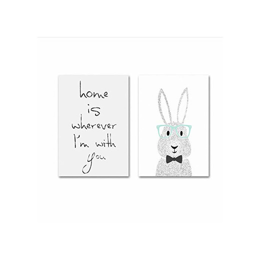 SQWPATS Sweet Home is Where I with You Rabbit Nursery Canvas Print