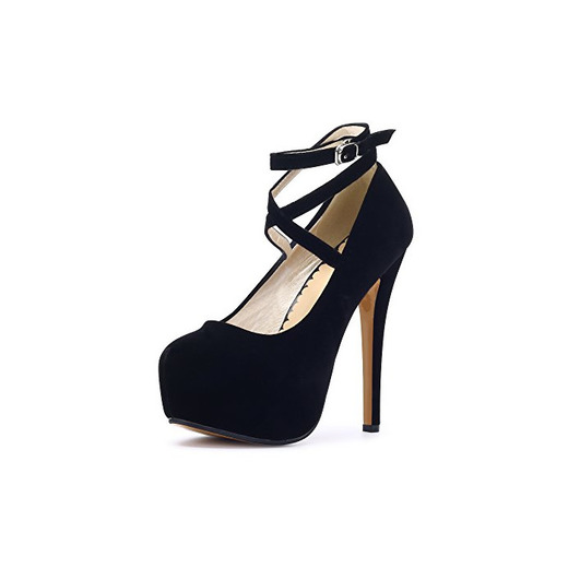 OCHENTA Zapatos con Tacon Alto para Mujer Plataforma #01 Negro 45