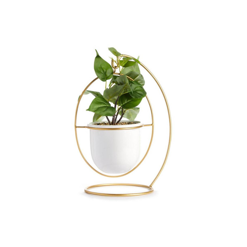 Product Vaso planta artificial pendurado branco e dourado