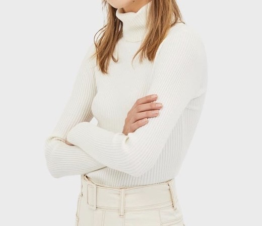 Sweater de gola alta canelada branca