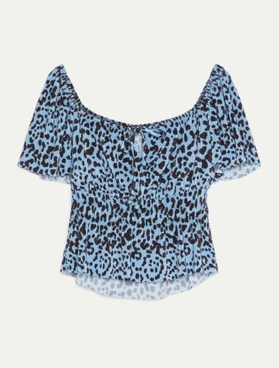 Blusa plissada com estampado