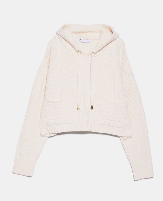 Social Sweatshirt de Malha com Capuz Zara