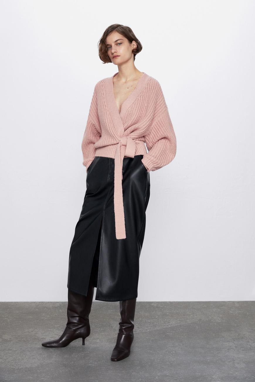 Social Casaco cropped com cinto Zara