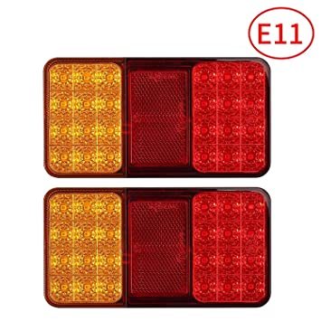 Lugar Luces Traseras Remolque 2PCS 12V LED Piloto Trasero de 5 Funciones Luz