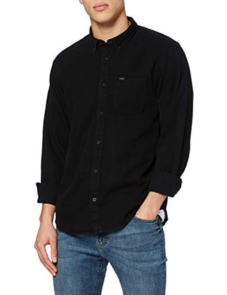 Moda Lee Button Down, Camisa para Hombre, Negro