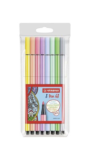 Stabilo Pen 68 - Estuche de 15 rotuladores de punta media (colores pastel)