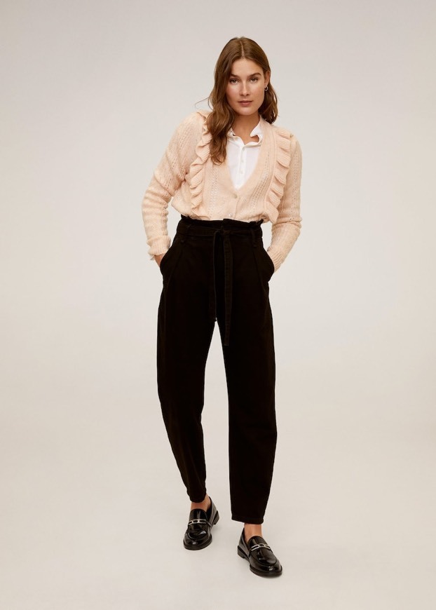 Social Cardigan de malha rendada com folhos - Mulher