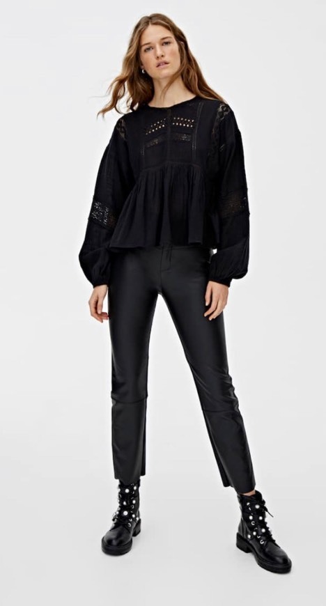 Social Blusa com renda e manga de balões