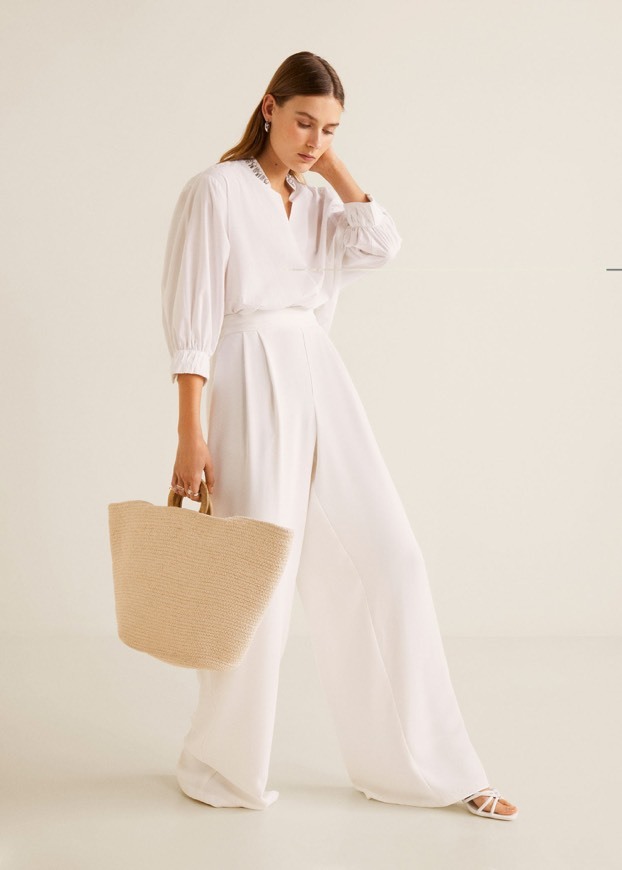 Social Blusa algodão com missangas