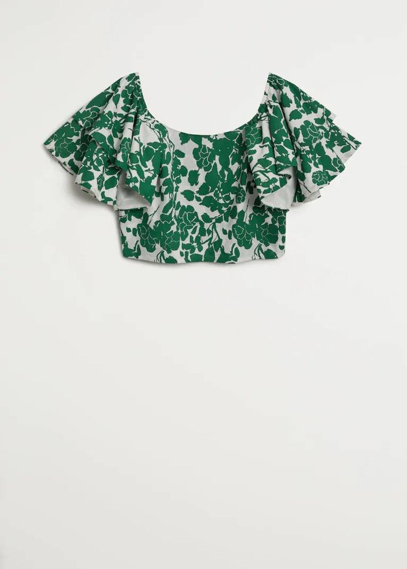 Fashion Blusa sem ombros floral