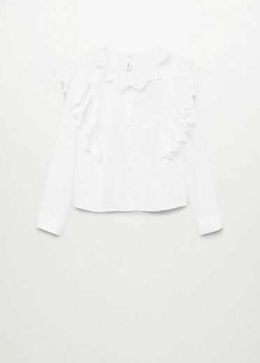 Blusa de algodão com folhos