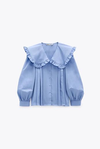 Blusa de popelina com gola de bebê