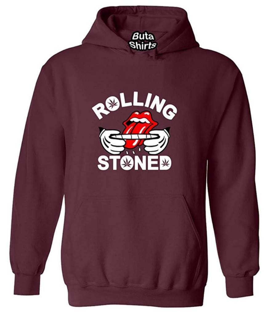 Moda Rolling Stoned 420 Marijuana Joint Smokers Weed Related Hood