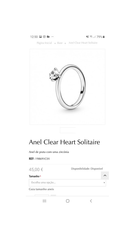 Product Anel Clear Heart Solitaire Pandora