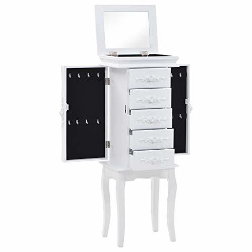 Electrónica vidaXL Armario Joyero Pie Blanco Clóset Mueble Organizador Repisas Estantería