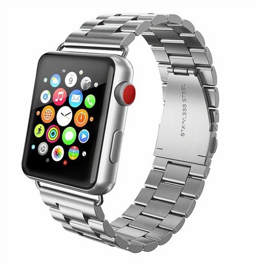 Bracelete prateada compatível com iWatch 