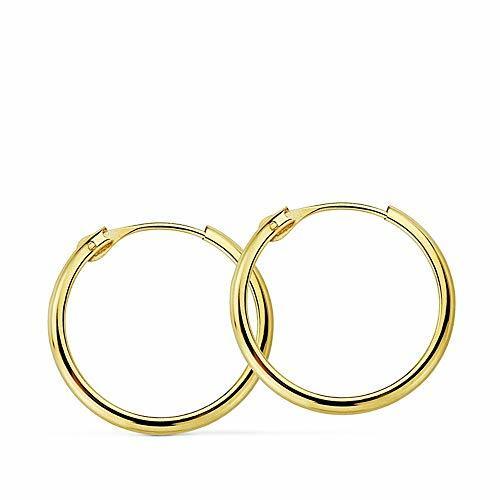 Fashion Pendientes oro 18k aros lisos ligeros 10mm