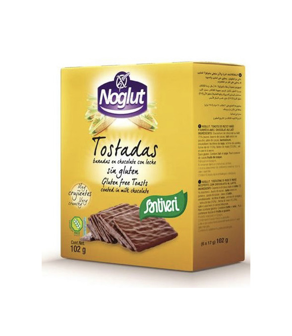 Product Noglut tostas de arroz e milho cobertas com chocolate de lei