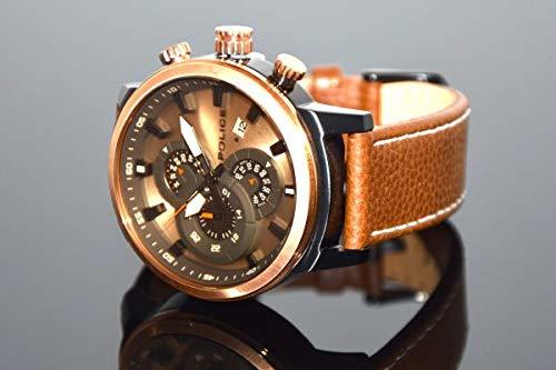 Fashion Police Reloj Multiesfera para Hombre de Cuarzo con Correa en Cuero PL15037JSBR.04