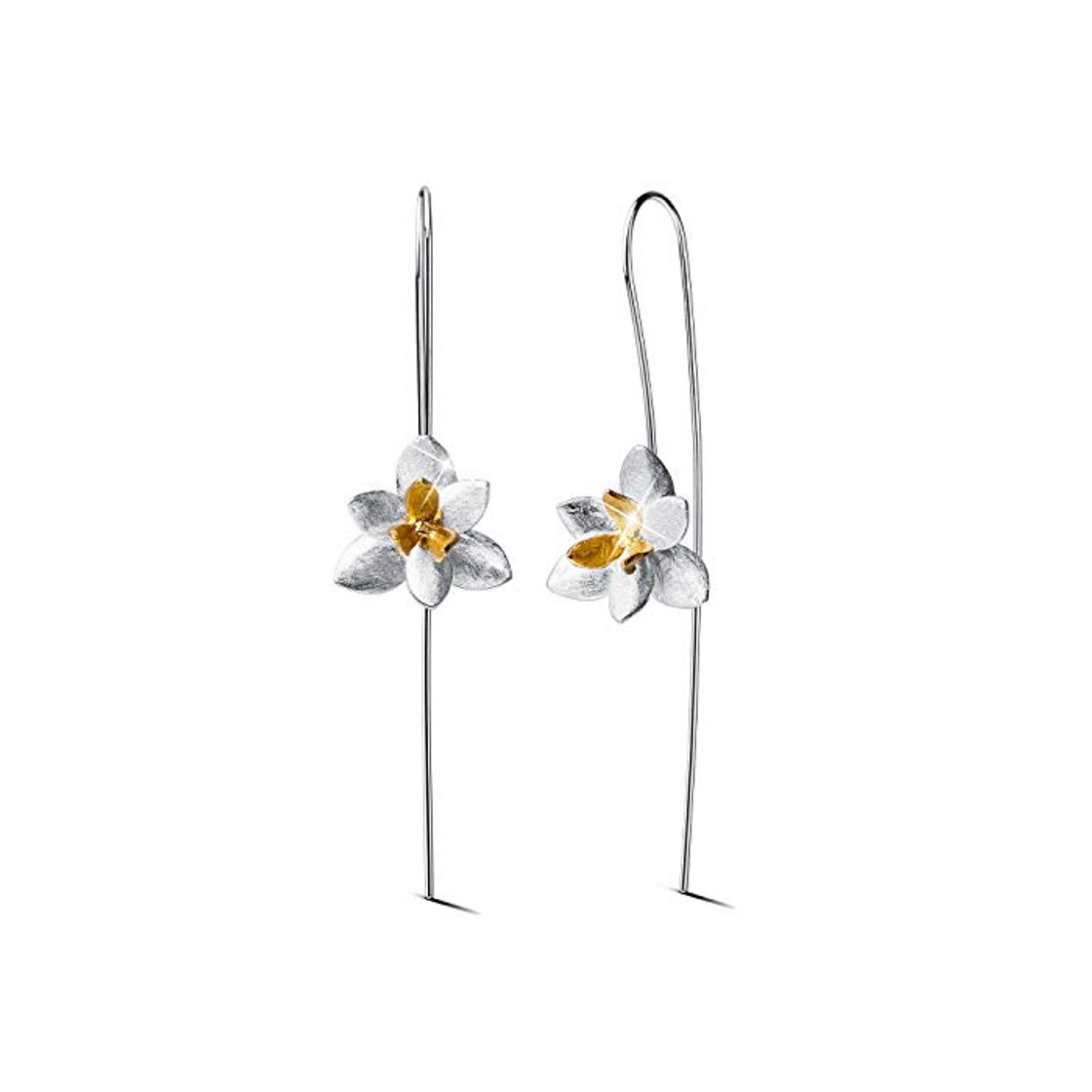 Moda Lotus Fun - Pendientes colgantes de plata de ley 925