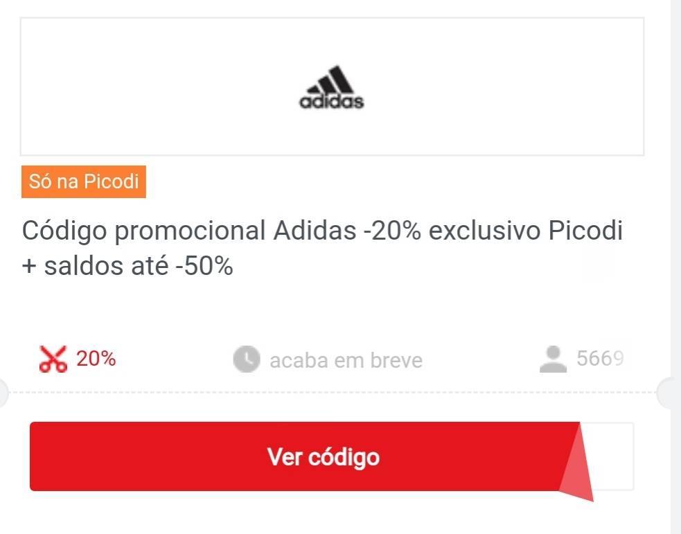 Moda Desconto 20%adidas