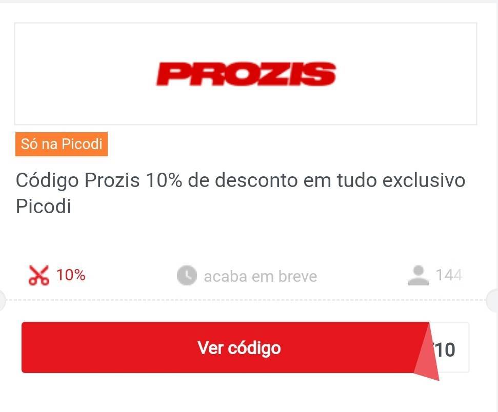 Moda 10% desconto na Prozis