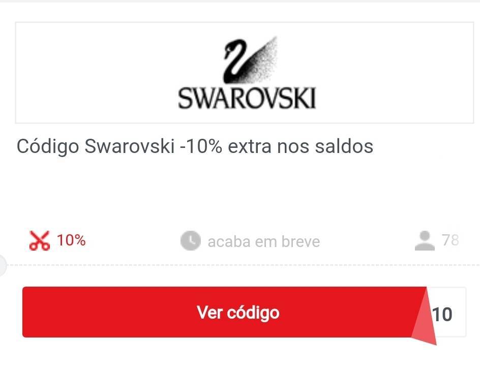 Fashion 10% desconto SWAROVSKI