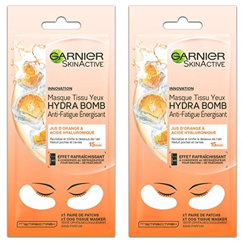 Producto Garnier Skinactive máscara tejido ojos hydrabomb antifatiga Energisant 6 G – Lote de 2