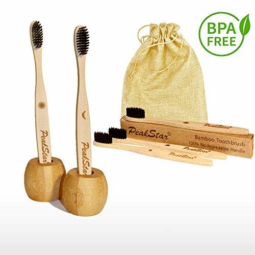 Beauty 5x Cepillo Dientes Bambu PREMIUM PeakStar | 100% Biodegradable sin BPA |