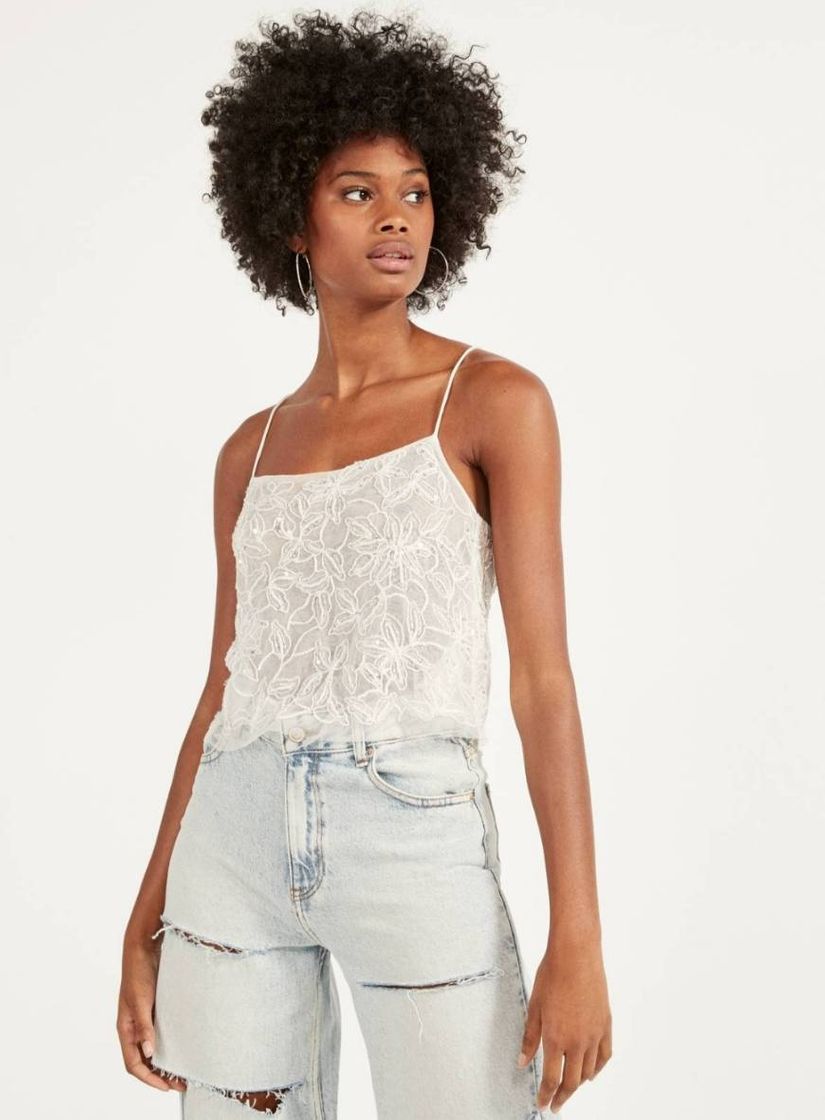 Social Top bordado lantejoulas