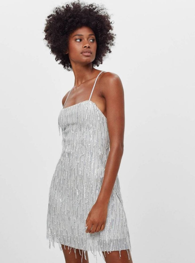 Social Vestido lantejoulas franjas
