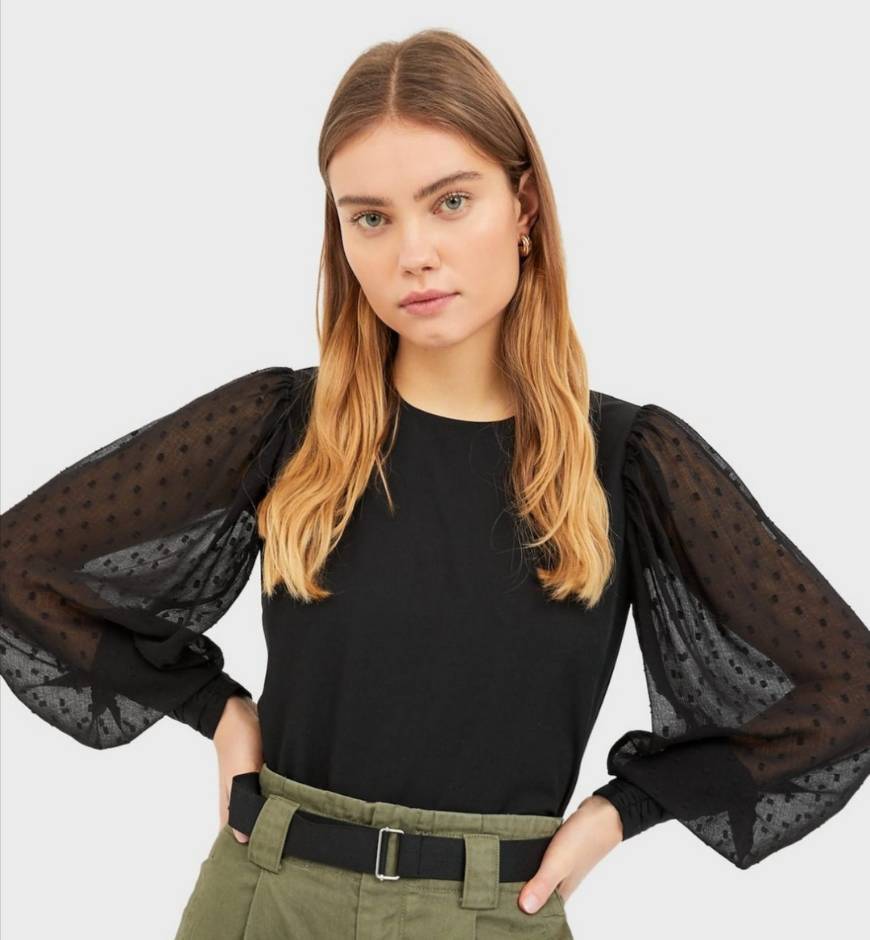 Social Camisa de popelina com manga de plumeti 