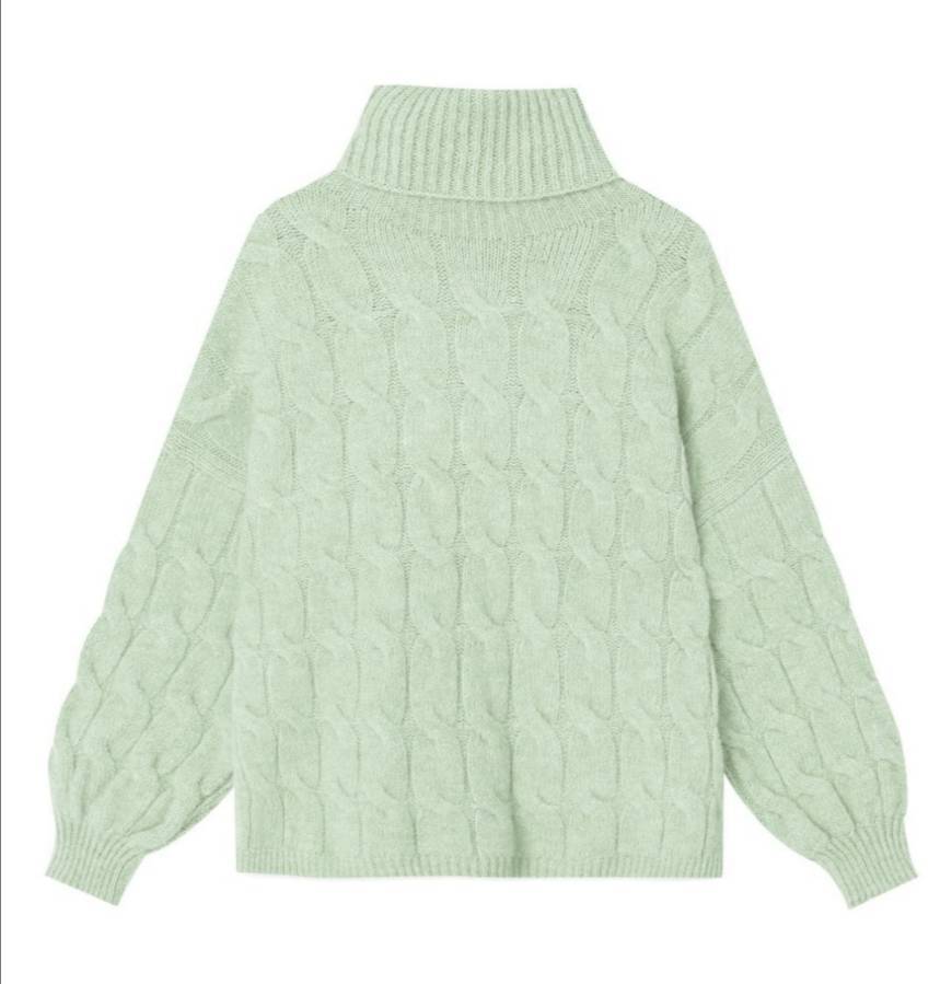 Social Sweater de malha entrançado com manga tipo balão 