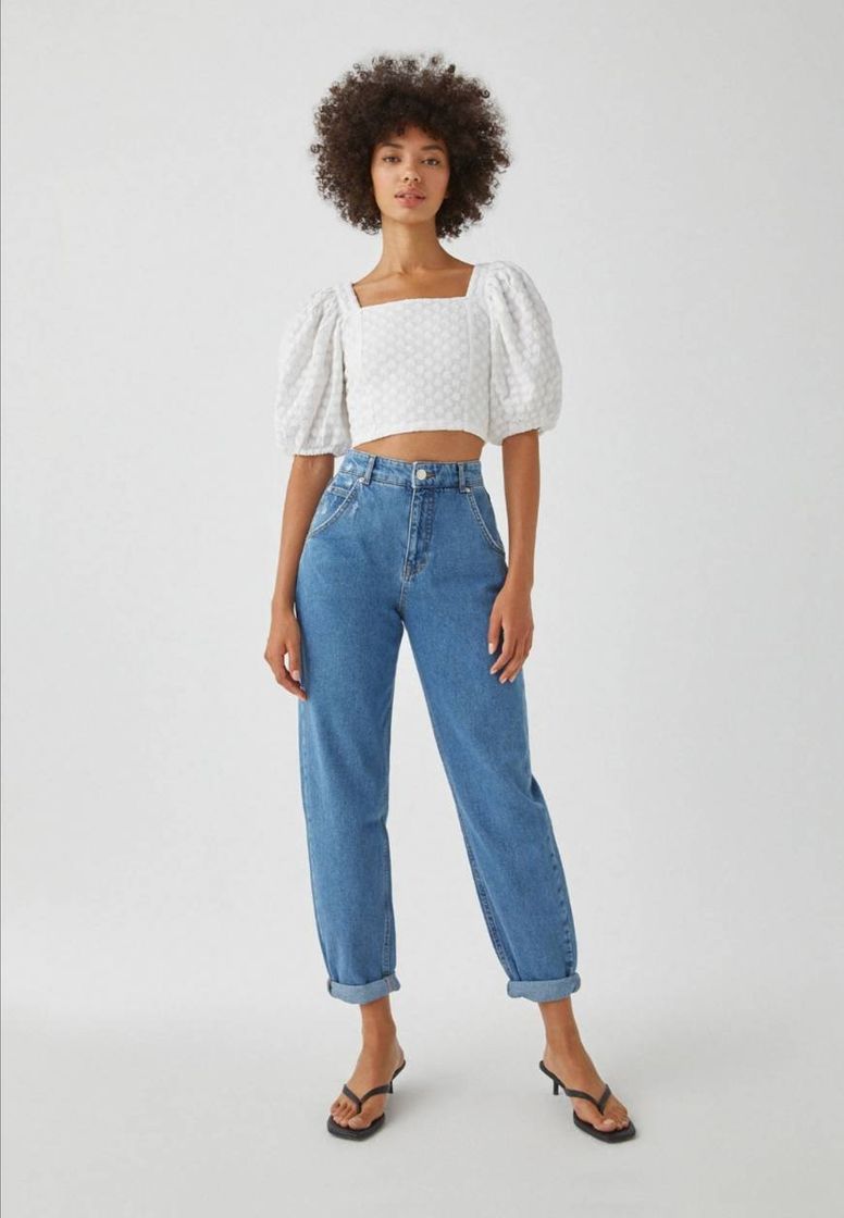 Social Jeans slouchy de cintura subida básicas 