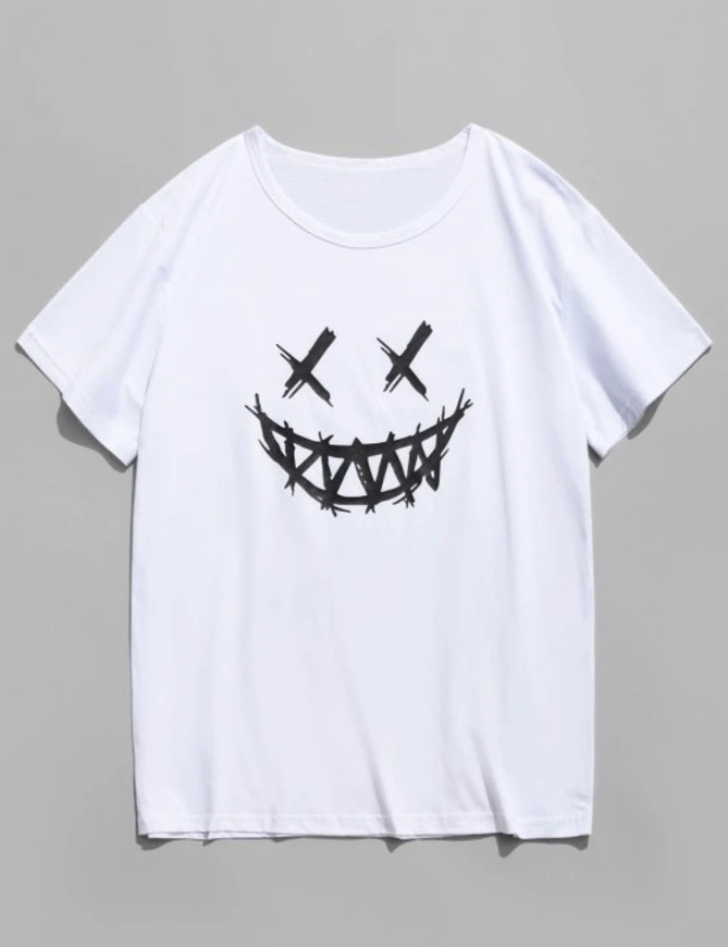 Product Happy face graphic casual short sleeve t shirt