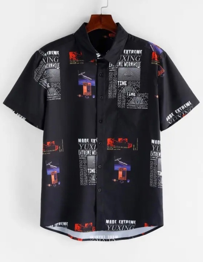 Product Graphic letter pattern shirt sleeves shirt