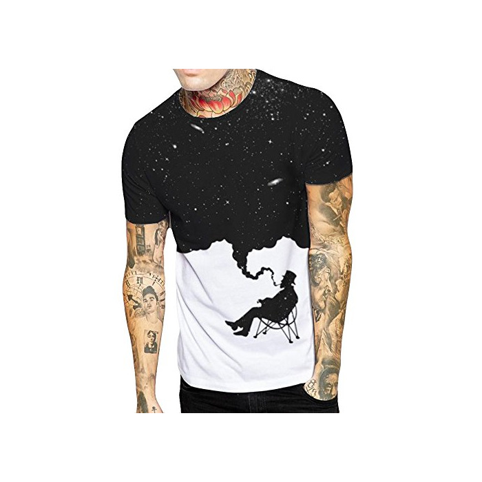 Social LuckyGirls Camisetas Hombre Color de Hechizo Estampado de Fumar Originales Manga Cortos