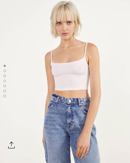 Crop Top Branco Bershka 