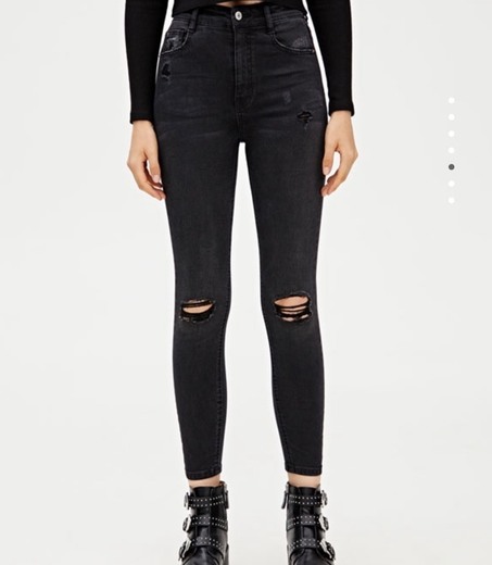 Jeans Skinny Capri Pretas Pull&bear 