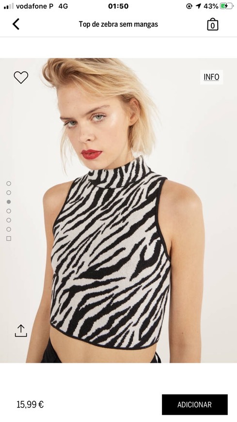 Moda Top zebra BERSHKA 