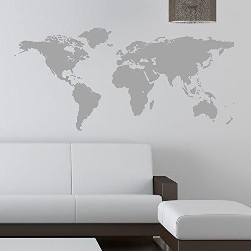WORLD MAP WALL STICKER KIDS Wall Sticker Decals 90 grey by THE