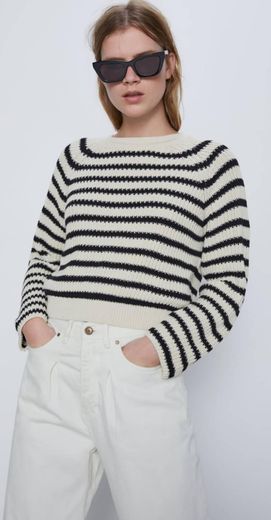 Sweater de malha às riscas