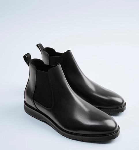 ZARA BLACK SPORTY LEATHER ANKLE BOOTS 