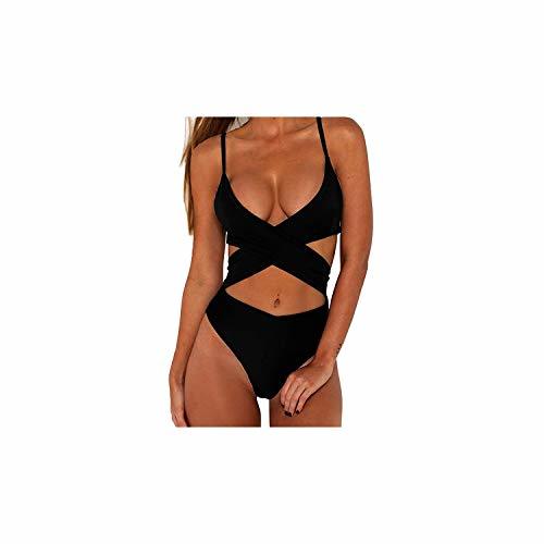 Producto Push Up Bikinis Sexy Black Bandage Design Halter Bikini Swimsuit Women Low